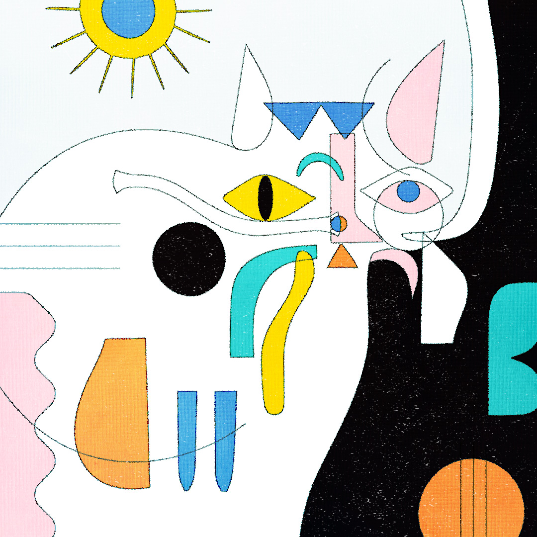 Abstract Cat Illustration